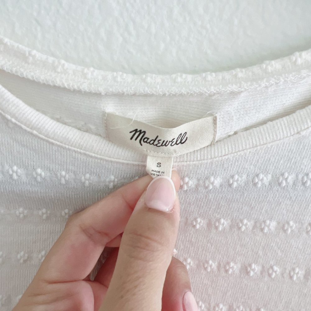 Madewell | Jacquard Babydoll Top in Lighthouse Cream - Size S - Picture 10 of 12